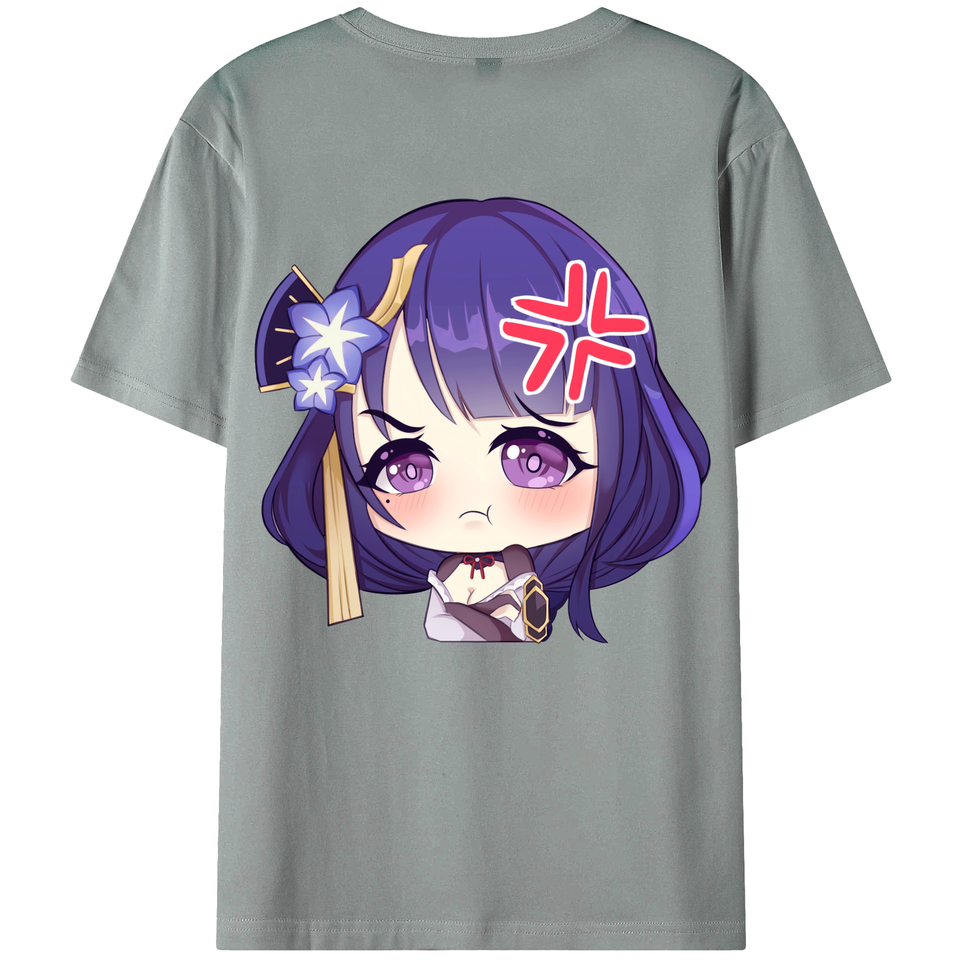 げんし神 雷電将軍 らいでんしょうぐん genshin Raiden Shogun 綿100％ メンズ半袖Tシャツ（バックプリント） 通気性